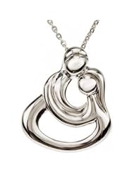 Sterling Silver Embraced By The Heart (Couples Embrace) Necklace by US Gems