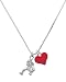 Softball Catcher and Red Heart Charm Necklace