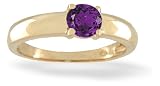 14K Yellow Gold Genuine Round Amethyst Ring