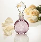 PURPLE ETCHED CRYSTAL PERFUME BOTTLE WITH STOPPER