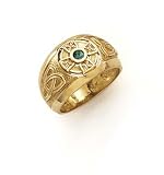 14k Celtic Cross Synthetic Emerald Ring - Size 7.0 - JewelryWeb