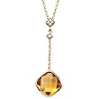 14K Yellow Gold Citrine and Diamond Necklace