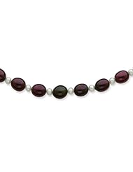 14k White Gold 18in Black & White Freshwater Cultured Pearl Necklace.