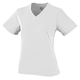 IMAGE OF Augusta Sportswear Girls Smooth Knit Short Sleeve V-Neck T-Shirt, White, Small