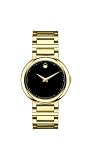 MOVADO Watch:Movado Women's 0606420 Concerto Gold-Plated Stainless-Steel Black Round Dial Watch