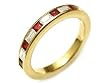 18k Yellow Gold Diamond & Natural Ruby Half Cirlce Ring Size 6 Ct.tw 0.85