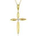 10K Yellow Gold 0.03 Carat Cross Pendant w/Chain 18"