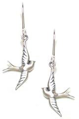 Tashi Sterling Silver Brushed Finish Flying Bird Dangle Earrings