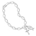 Sterling Silver 7 in, 6mm Charm Bracelet w/5/8 in Cross Charm, 3/4 in Ichthys Mustard Seed Charm,