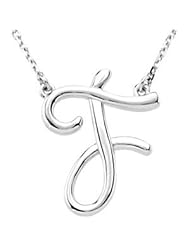 Silver Fashion Script Letter Initial Necklace Pendant " F " Sterling Silver 84635