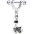 Small 16 Gauge Axe Dangle Nipple Ring 5/16 Inches 3mm