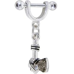 Small 16 Gauge Axe Dangle Nipple Ring 5/16 Inches 3mm