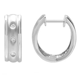14k White Gold Diamond Hoop Earrings