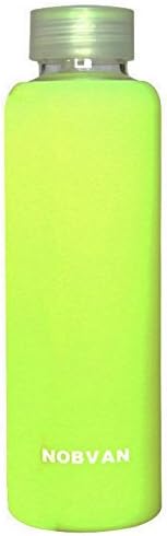Unique and Stylish High-quality Environmental Protection Colorful Borosilicate Glass Water Bottle with - Shatterproof Bottle Protective Quality with Silicone Sleeve - Stylish Colors and Design Colors like jelly,Woman Kids Gloss Bottle, Gym, Yoga, Outdoors and Camping(Green, 450ml)