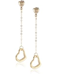 Italian 10k Yellow Gold Heart Dangle Earrings