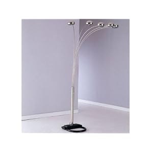 5 Head Floor Lamp with Arch Design in Satin Nickel Finish by ORE