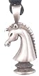 Knight Chess Piece Silver Tone Pewter Pendant Necklace