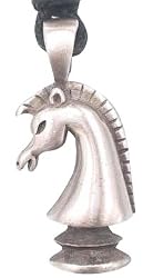 Knight Chess Piece Pewter Pendant Necklace