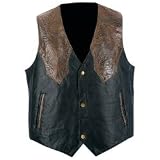 Giovanni Navarre Hand-Sewn Pebble Grain Genuine Leather Western Style Vest Black Snaps GFVWBR 2X