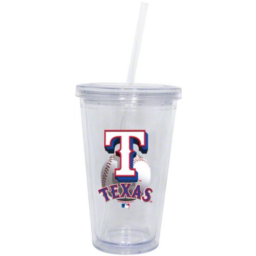 Texas Rangers Double Wall Tumbler with Straw