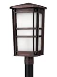 IMAGE OF Hinkley Lighting 1261VZ-ES Park Avenue Energy Smart 1 Light Outdoor Post Lamp in Victorian Bronze with Inside Etched Seedy glass