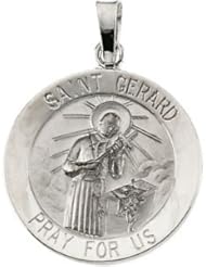 St. Saint Gerard Medal Pendant 14K Gold White R16326