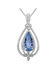 3.65ct Blue Topaz &Vs Diamond Necklace 14k Gold