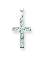 14K White Gold Cross Charm Pendant Jewelry Religious