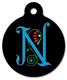 Monogram Letter N Pet ID Tag for Dogs and Cats