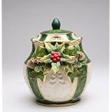 Green and White Gold-Trimmed with Holly Candy Jar Collectible by StealStreet