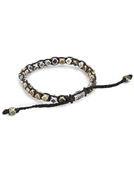 M.Cohen Hand made Designs Black Wax Cord with Silver and Brass Cornerless Beads