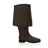 1 1/2 Inch Knee High Pirate Boot With Cuff Brown Leather Theatre Costumes MENS SIZING