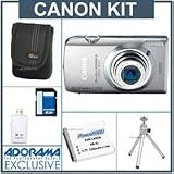 Canon PowerShot SD3500 IS Digital ELPH Camera Kit,- Silver - with 8GB SD Memory Card, Camera Case, Spare NB-6L Type Lithium-ion Battery, Table Top Tripod, USB 2.0 SD Card Reader