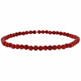 Simulated Red Coral Stone 4mm Bead Beaded Stretch Bracelet