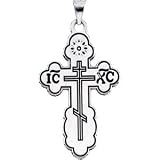 14K White Gold Die Struck Orthodox Cross