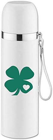 Custom Stylish Stainless Steel Tumbler Four Leaf Clover Thermos For Adventure Travel White 14.5oz/350ml