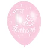 Luftballon 1st Birthday, pink, 6 Stk.