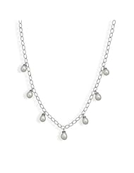 Sterling Silver 16 Inch Rhodium Plated Cultured Freshwater Pearl Drop Necklace