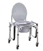 `Steel Drop-Arm Commode With Wheels & Padded Armrest