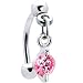 Top Down Pink Gem Dangle Round Solitaire Eyebrow Ring