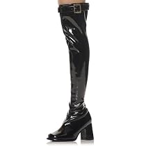 3 Inch Heel Thigh High GoGo Boots Hippie Halloween Costume Accessory Retro Sexy Boots Black White