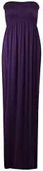 Strapless Bandeau Neck Viscose Ruched Maxi Dress 