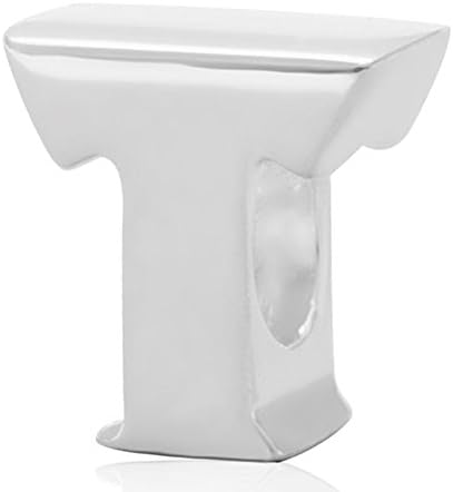 Choruslove A-z Initial Letter T Charm Authentic 925 Sterling Silver Alphabet Beads for 3mm European Snake Chain Bracelet