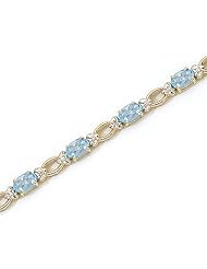 14k Yellow Gold Natural Aquamarine And Diamond Tennis Bracelet