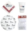 New England Patriots 96 Piece Plastic Dinnerware Set - Football Sports Merchandise