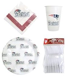 New England Patriots 96 Piece Plastic Dinnerware Set - Football Sports Merchandise