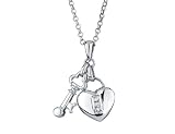 31eGRfEFyrL. SL160  Sterling Silver Jewelry: Heart and Key Diamond Pendant in Sterling Silver