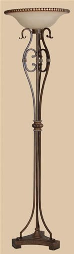 AF Lighting 1 Light Wentworth Torchiere Antique Bronze/Pewter Rope Accents