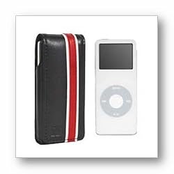 Pacific Design Flip Case for iPod nano 1G (Black with Red Stripe)