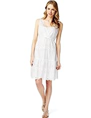 Pure Cotton Crossover V-Neck Broderie Dress